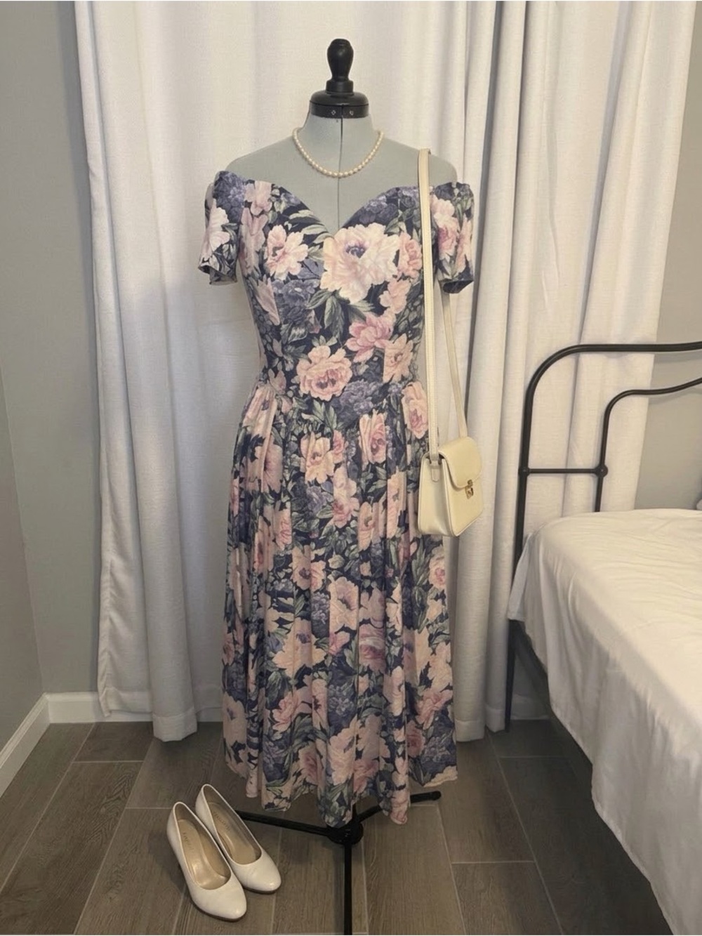 All That Jazz Vintage Floral Off-Shoulder Prom Dress